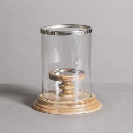 Fanal de vidrio con base en madera Fanal de vidrio con base en madera