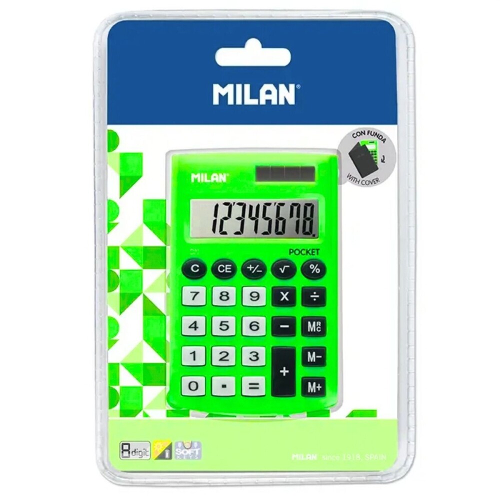 MAQUINA CALCULADORA MILAN 150908GBL POCKET VERDE FLUO MAQUINA CALCULADORA MILAN 150908GBL POCKET VERDE FLUO