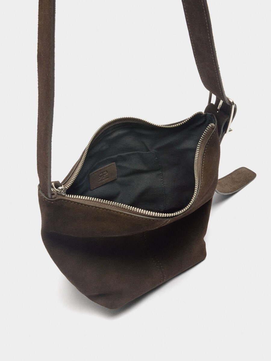 Bolso Bandolera De Piel Lisa marron