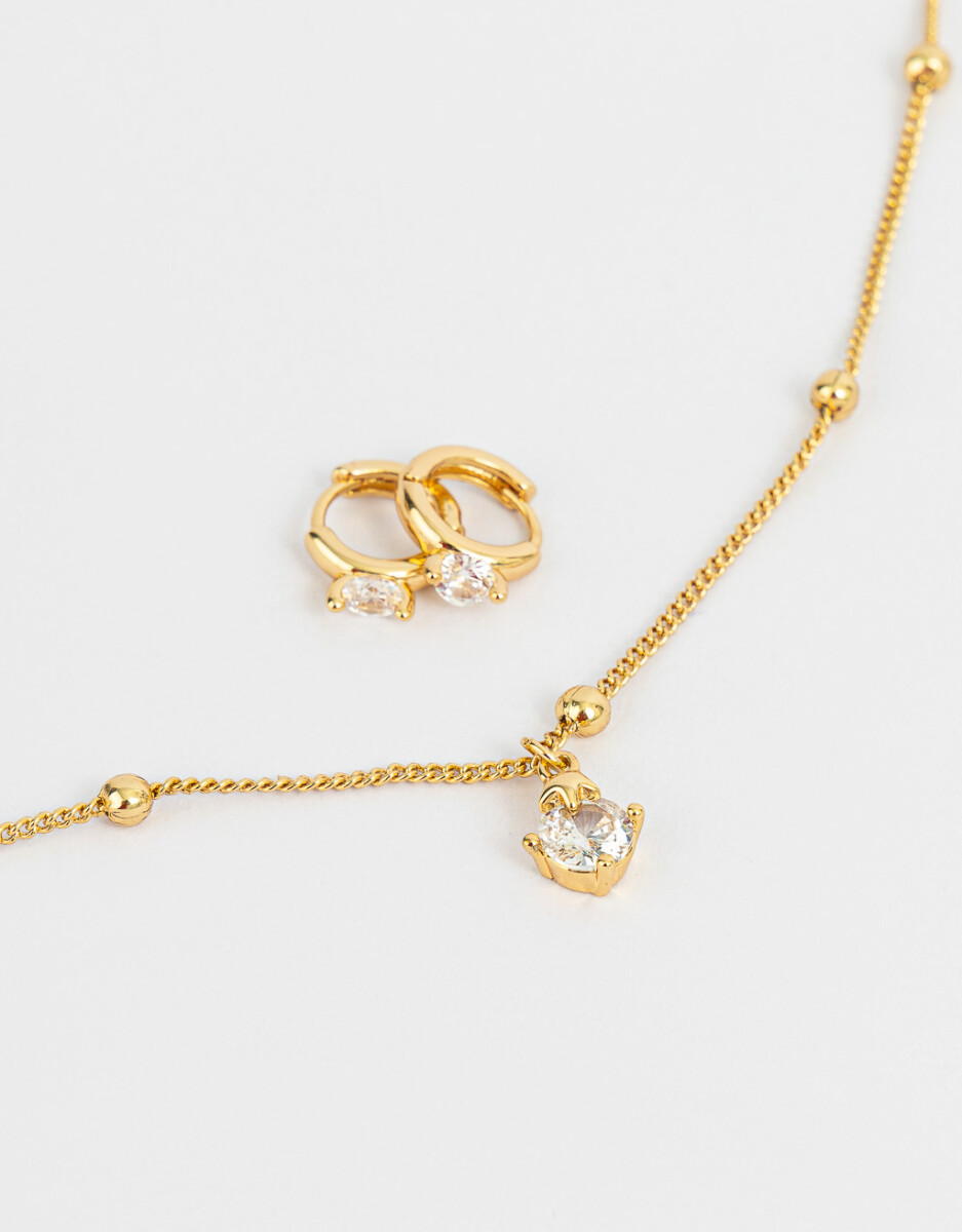 Set De Bijou Bañado En Oro Con Cubic Zirconia 