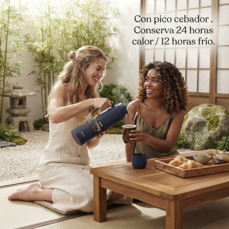 Termo brío premium 1 litro con pico cebador en acero inox Azul