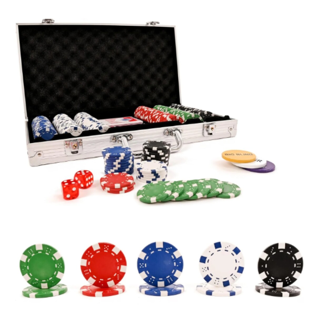 Juego de Mesa Valija de Póker Blackjack 300 Fichas 