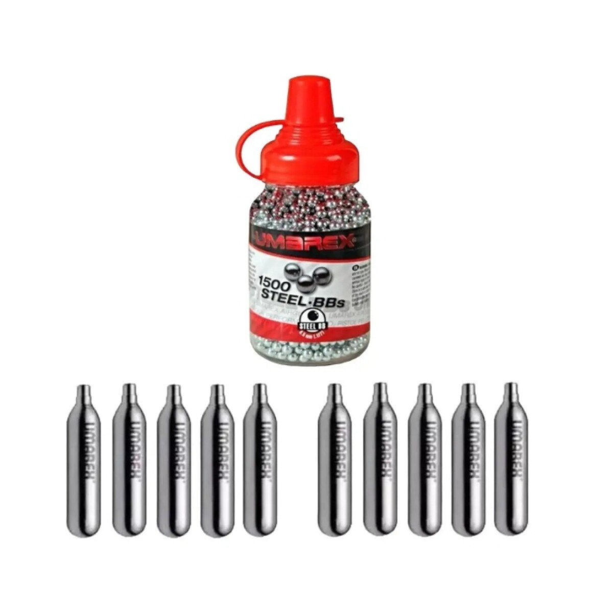 Balines De Acero 4,5mm 1500 Unidades + 10 Garrafa Co2 Umarex 