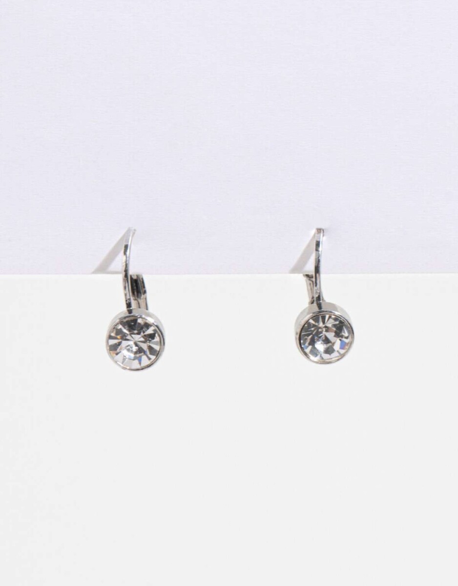 Aros Cortos Strass Clásicos - Plateado Rodio 