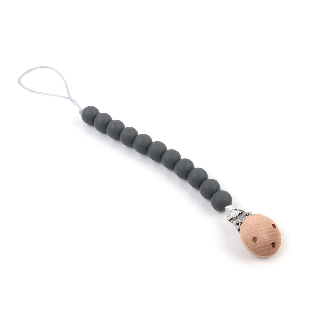 Clip porta chupete con silicona mordillo Gris 