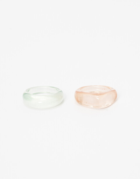 Sets Anillos Acrilico Set De Anillos De Resina - Combinacion Bicolor