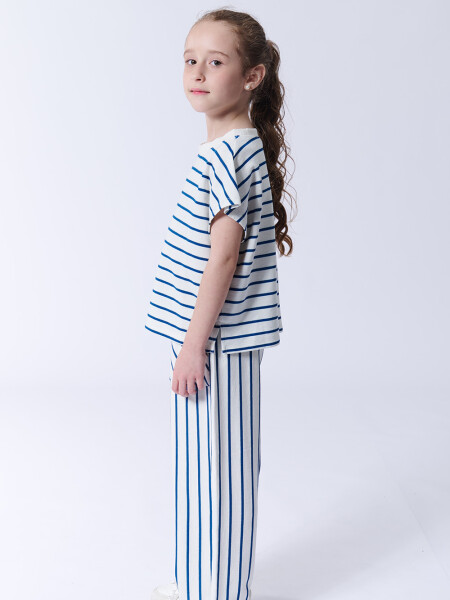 Pantalón Con Bolsillos Rayas Azul
