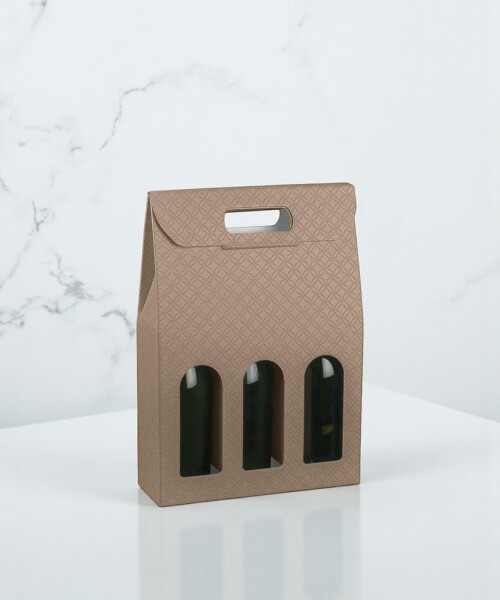 Caja c/ventana 3 botellas 27x9x38,5 - 37277 - MATELASSE CUOIO Caja c/ventana 3 botellas 27x9x38,5 - 37277 - MATELASSE CUOIO