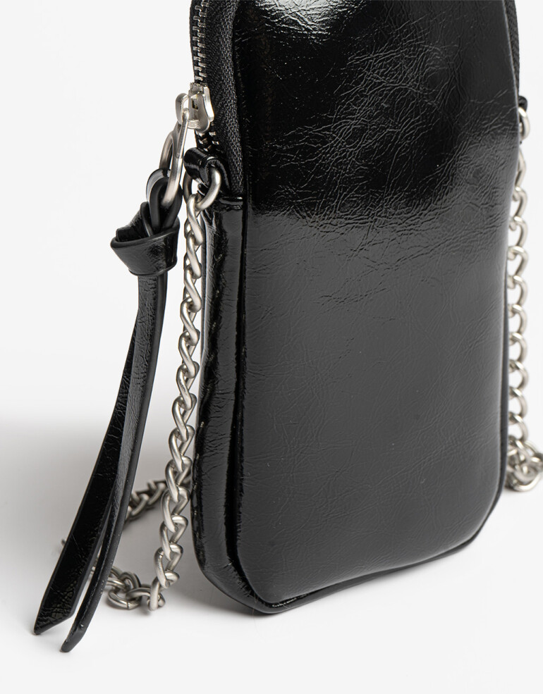 Marro chica varios Portacelular Efecto Charol - Negro