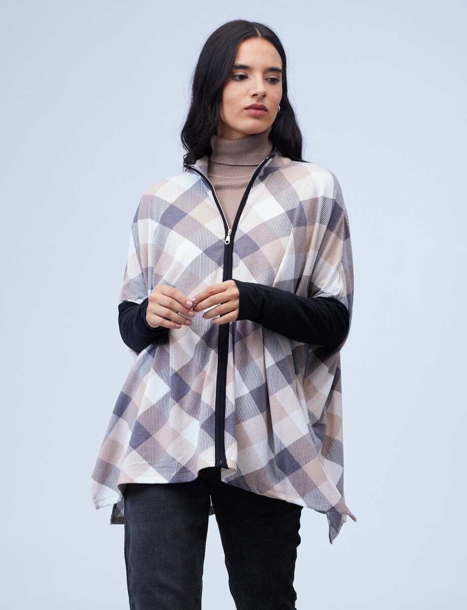 Cardigan Oversized Zip - Multi/beige 