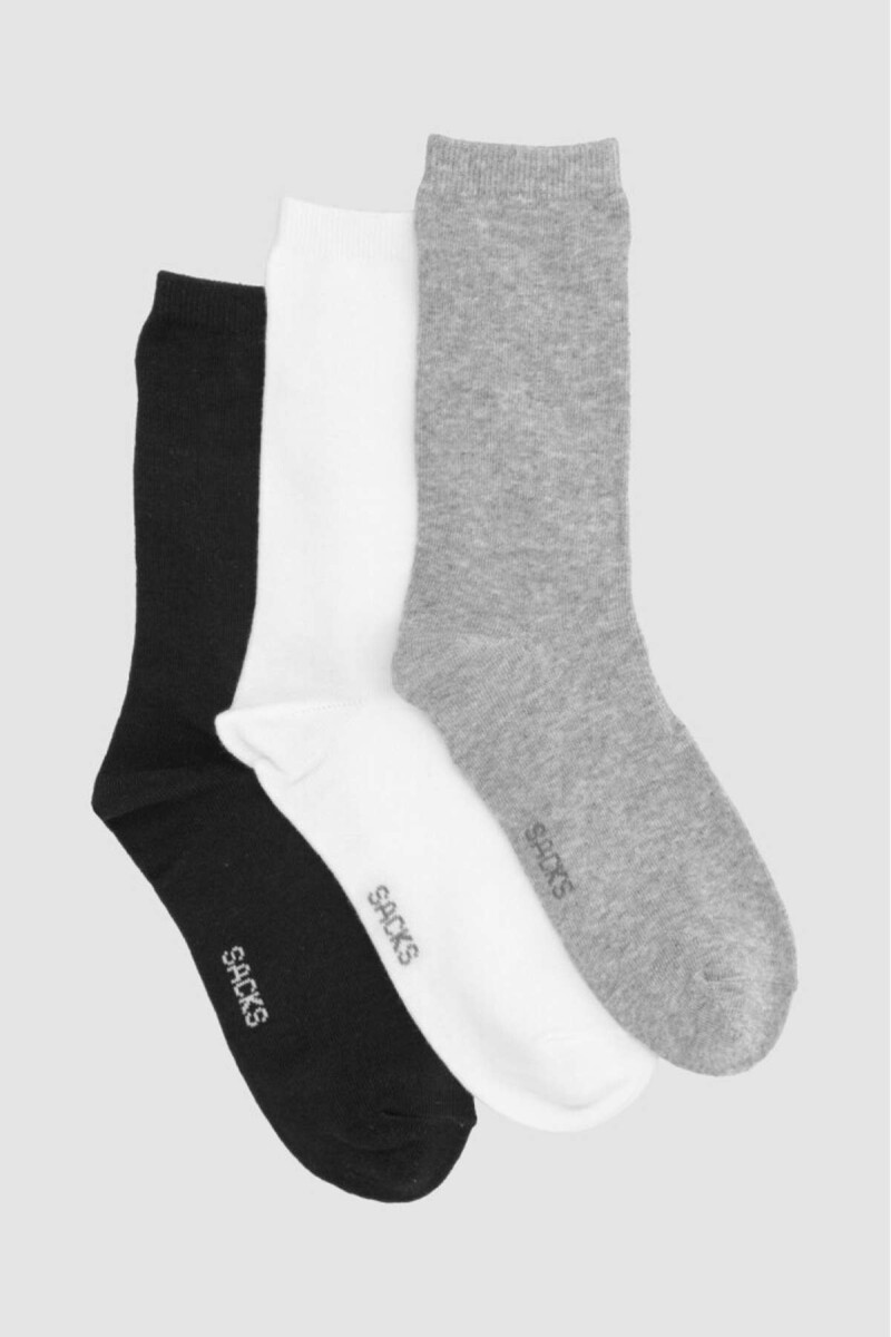 Pack de tres medias lisas. de algodón. en varios colores sur - Variante 1 