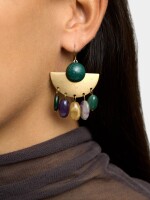Pendientes Abanico Con Piedras multicolor