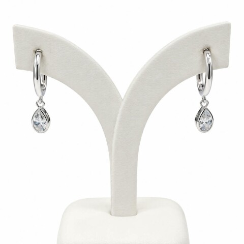 Caravanas aros con zirconia gota pendiente Caravanas aros con zirconia gota pendiente