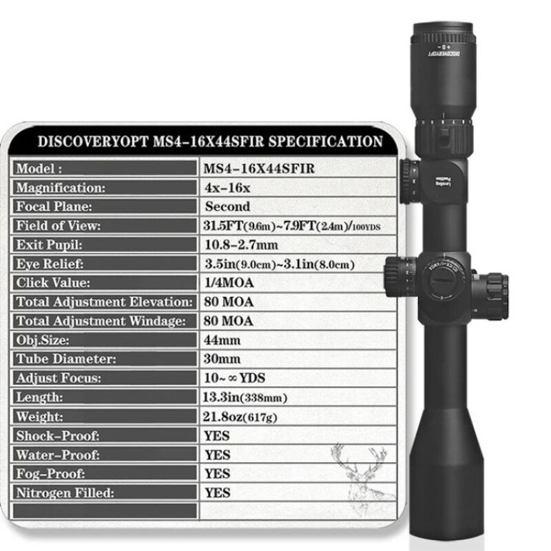 Mira Telescópica Discovery Ms 4-16x44 SFIR Retículo Iluminado Mira Telescópica Discovery Ms 4-16x44 SFIR Retículo Iluminado