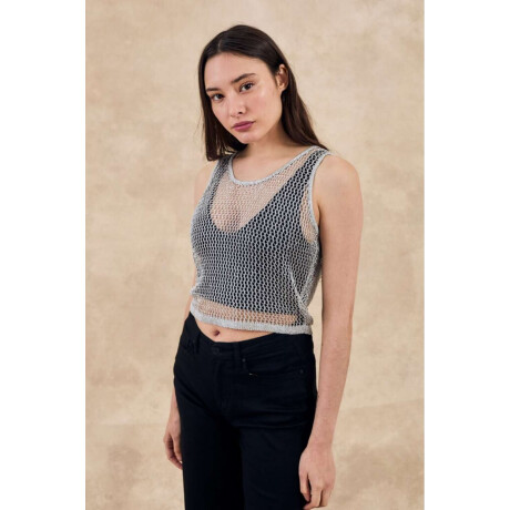 Top Red Metalizado Plata