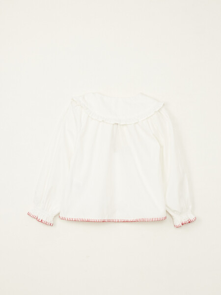 Camisa con doble cuello volados Blanco