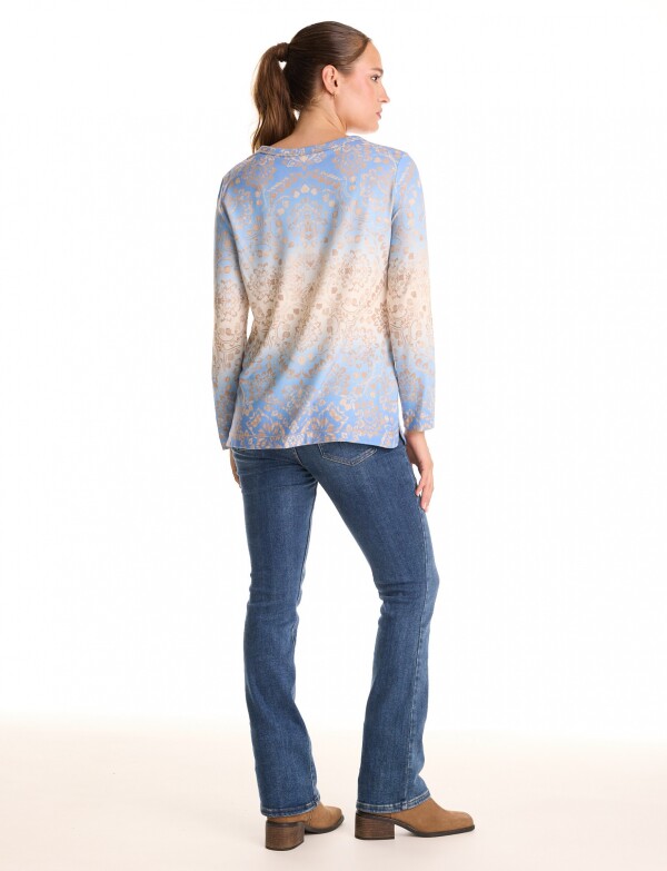 Remera Soft Print MULTI/CELESTE