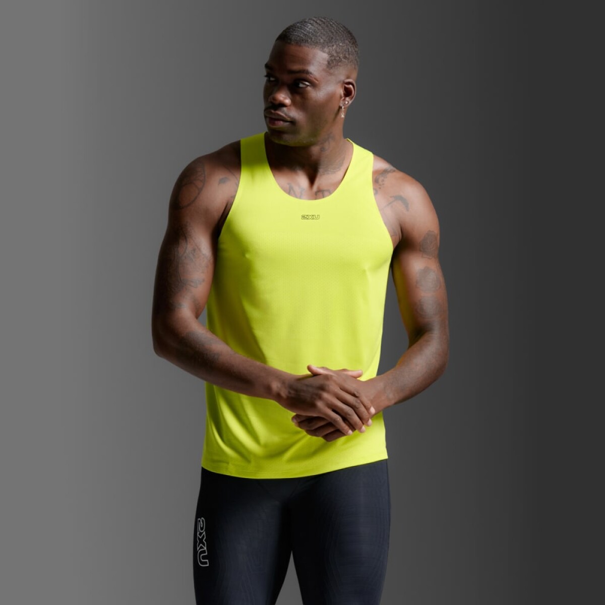 Bividi Running Light Speed Tech Singlet Hombre - Volt/black Reflective 