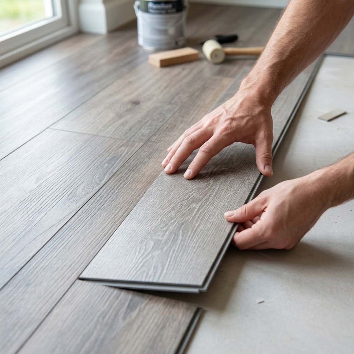 Piso Vinilico Autoadhesivo Piso Flotante Simil Madera x 20m2 - Gris 1 