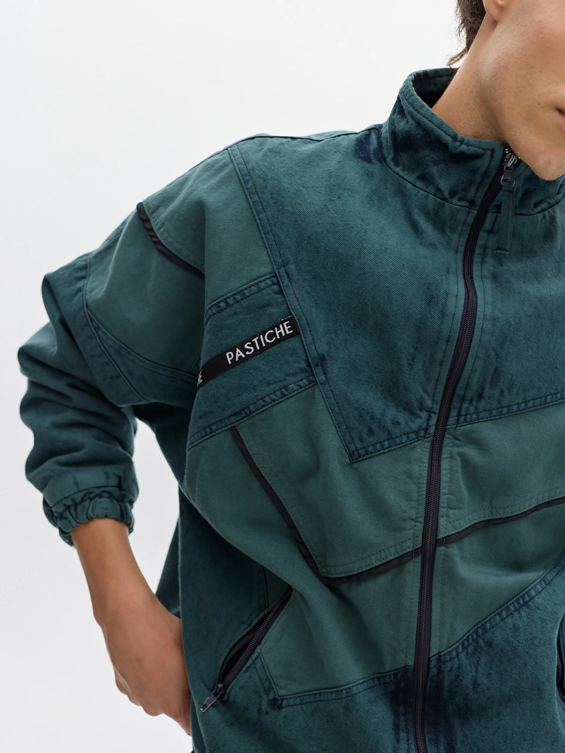 Campera Olímpica Denim Washed M verde l