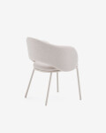 Silla Maina de chenilla beige y patas de acero con acabado beige FSC Mix Credit Silla Maina de chenilla beige y patas de acero con acabado beige FSC Mix Credit