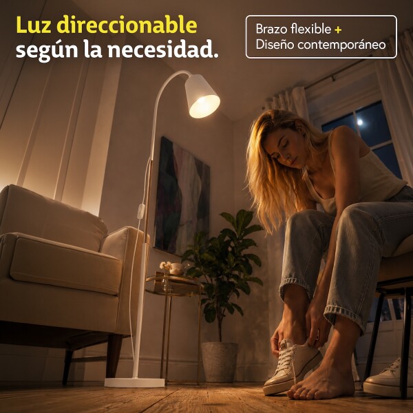 Lámpara De Pie Moderna Nórdica Para Living Con Brazo Flexible de 1.5 Metros Imback Color Blanco Lámpara De Pie Moderna Nórdica Para Living Con Brazo Flexible de 1.5 Metros Imback Color Blanco