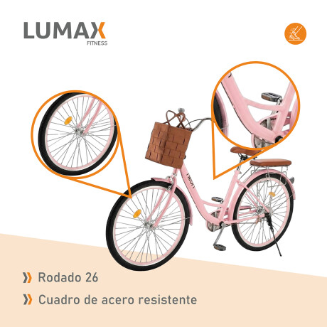 Bicicleta Urbana Rodado 26 con Canasto Vintage Rosa