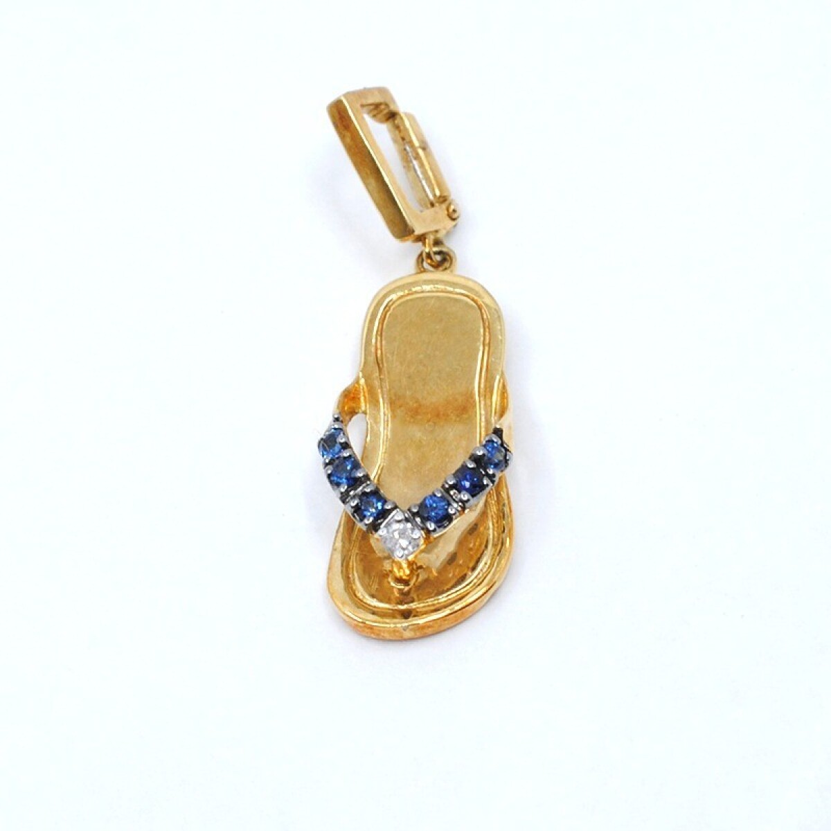 Dijes En Oro 18K Con Zafiros Y Brillante 