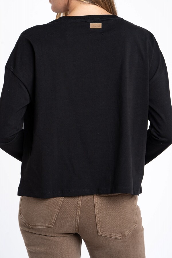 Remera Manga Larga Algodón Elastano Negro