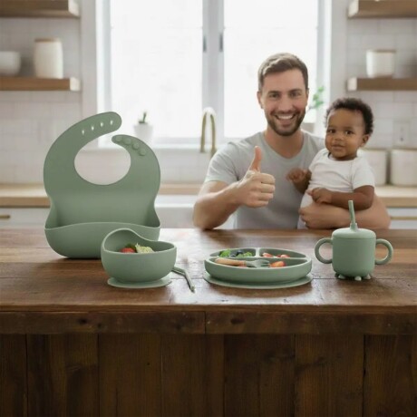 Set Alimentación Bebé en Silicona Libre Bpa 10 Piezas Verde