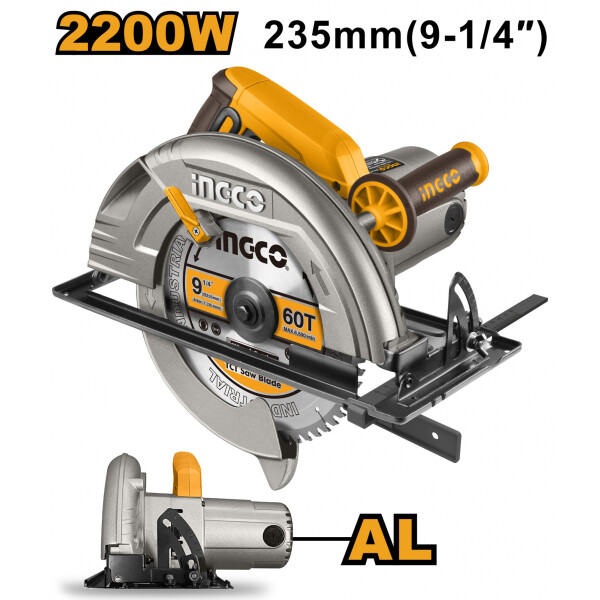 SIERRA CIRCULAR INDUSTRIAL DE MANO INGCO CS2358 DISCO 9¼ 2200W SIERRA CIRCULAR INDUSTRIAL DE MANO INGCO CS2358 DISCO 9¼ 2200W