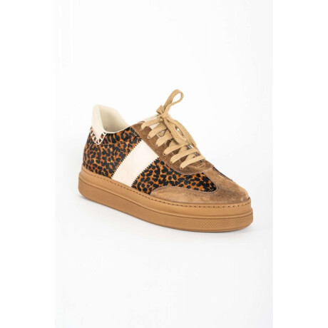Zapatilla Animal Print Cuero Cafe