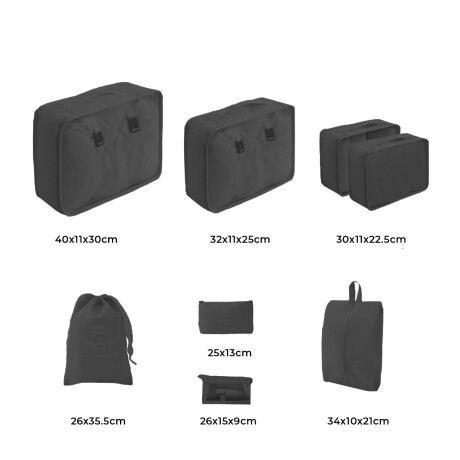 Set X8 Organizador De Viaje Valija Mochila Equipaje Negro