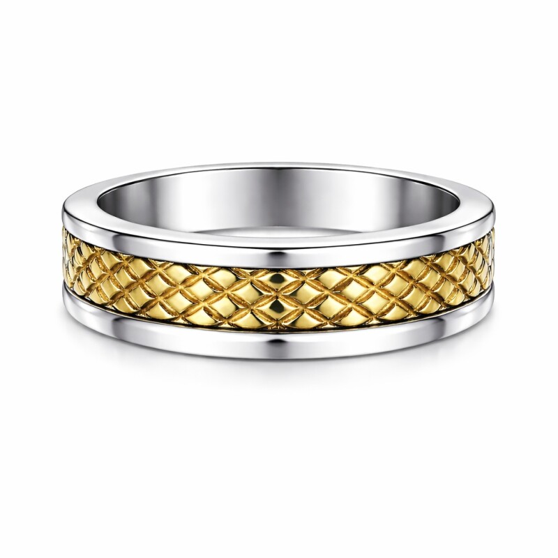 Anillo Labrado - Plata y Oro- Sin Piedra-AN5966 sinpiedra