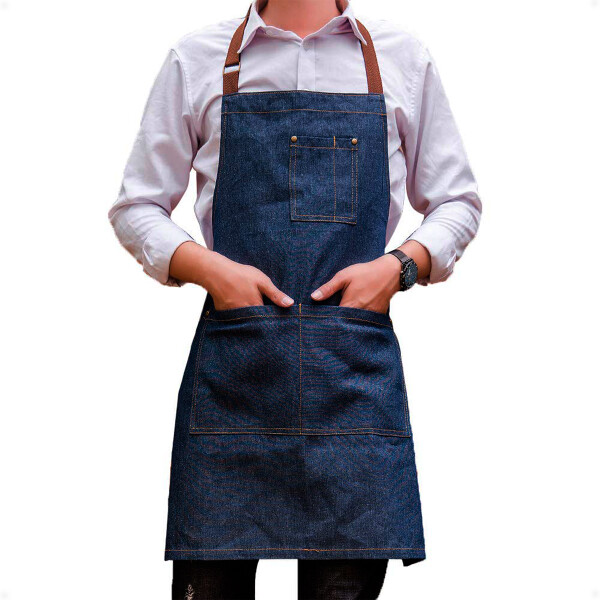 Delantal De Mezclilla Unisex y Ajustable Para Chef Estudio Cocina Mesero Delantal De Mezclilla Unisex y Ajustable Para Chef Estudio Cocina Mesero