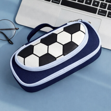 Cartuchera escolar deportiva con compartimentos Futbol Azul