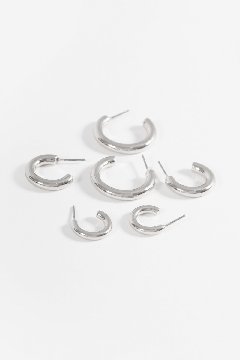 Set de 3 aros plateado