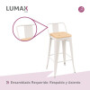 Taburete con respaldo Tolix en metal con asiento de madera Blanco