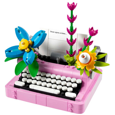 Máquina de Escribir con Flores Lego Máquina de Escribir con Flores Lego