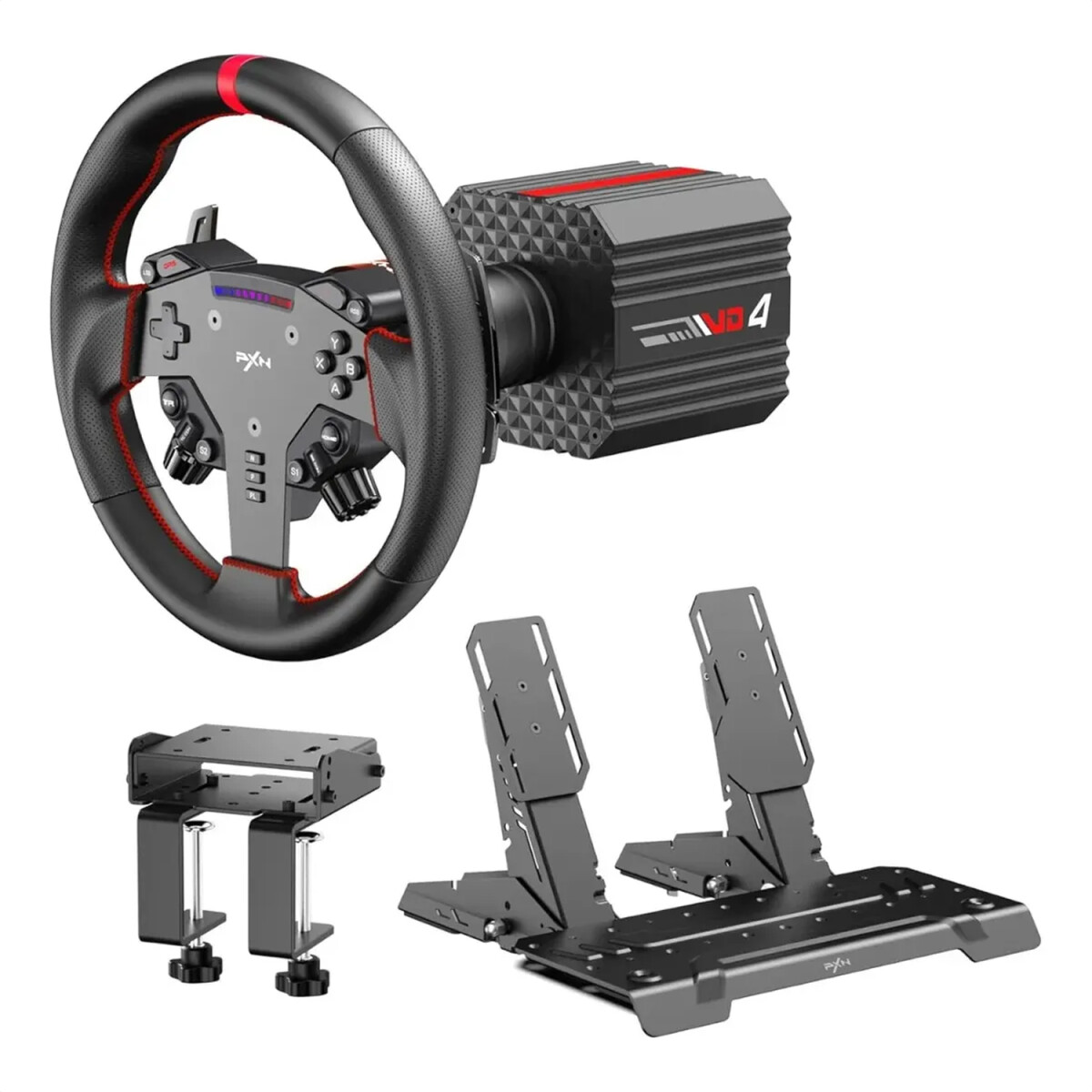 Volante Pxn Vd4 Bundle Volante + Pedalera + Soporte - VOLANTE PXN VD4 BUNDLE VOLANTE + FRENO 
