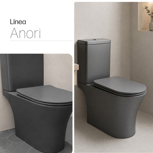 SANITARIO INODORO CON MOCHILA ANORI GAMAS DE GRIS LOZA BAÑO GAMAS DE GRIS