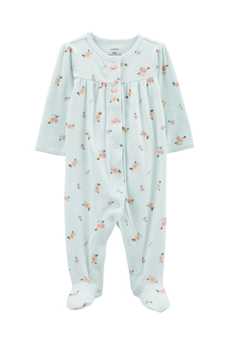 Pijama una pieza de algodón con pie diseño flores Pijama una pieza de algodón con pie diseño flores