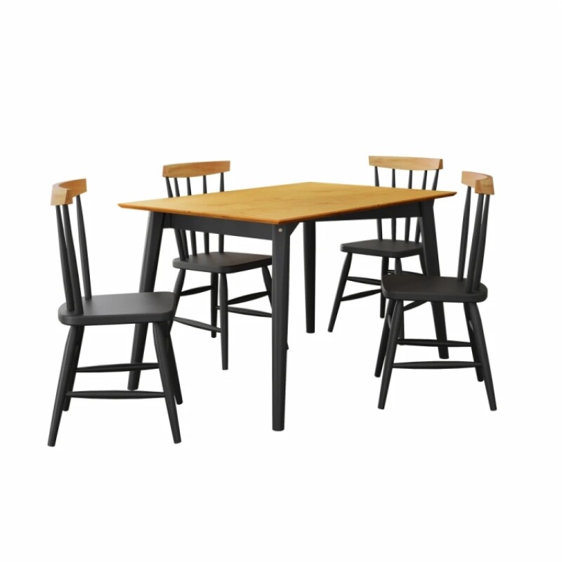 Juego Comedor 4 Sillas Udine Negro/natural Juego Comedor 4 Sillas Udine Negro/natural
