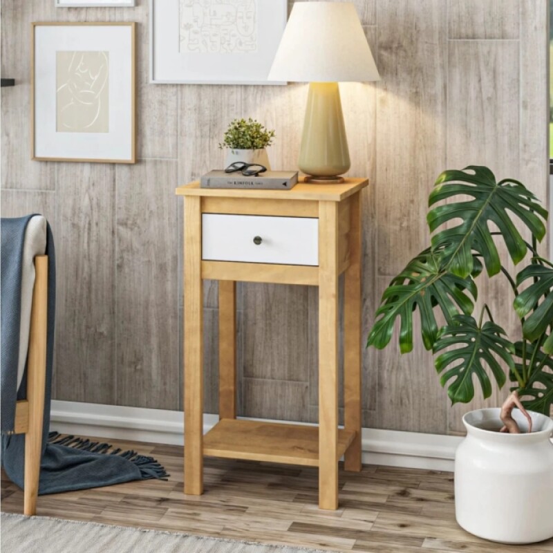 Mesa De Luz Alta Mari 1 Cajón Blanco Md001b Mesa De Luz Alta Mari 1 Cajón Blanco Md001b