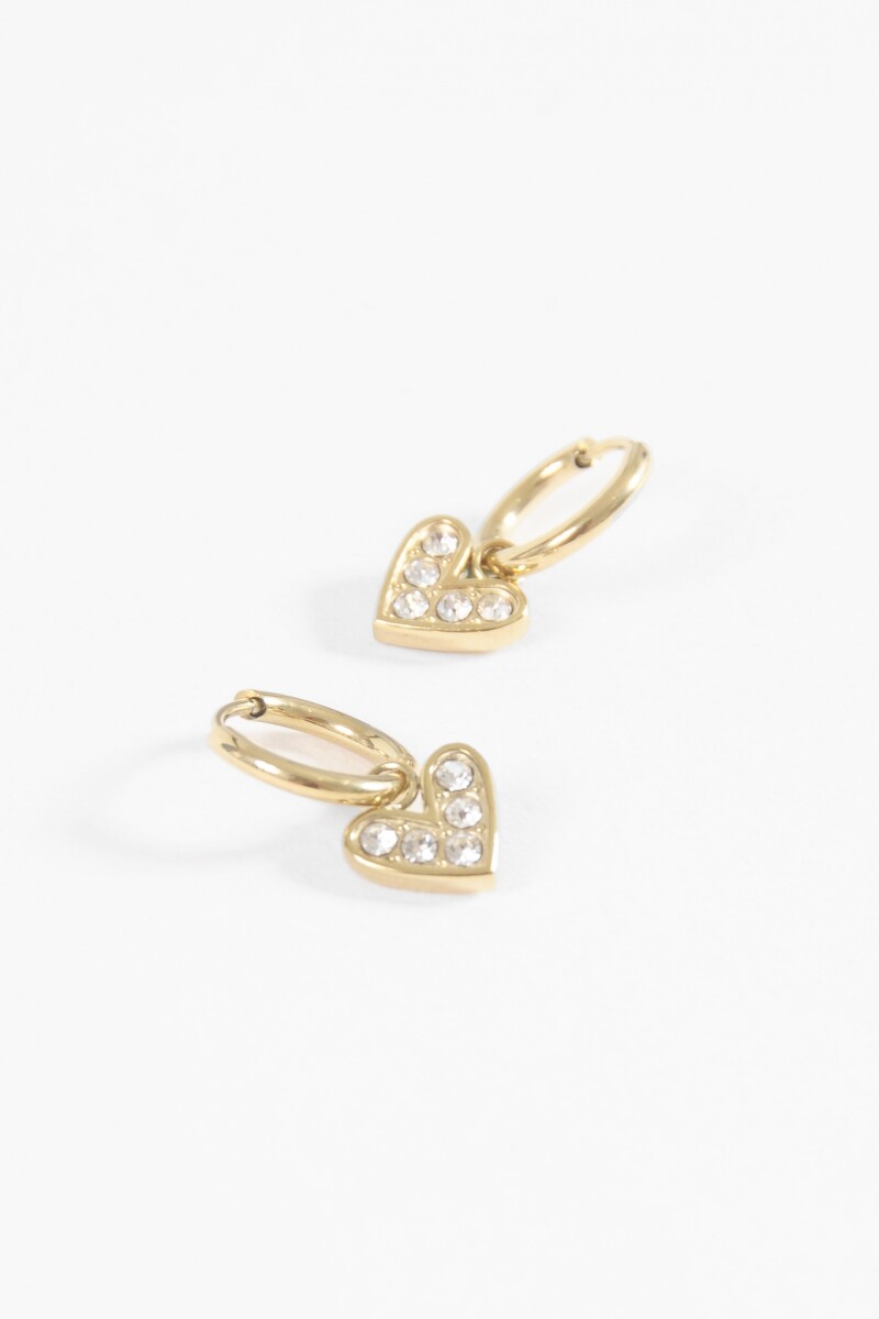 Aros acero con dije cora strass dorado