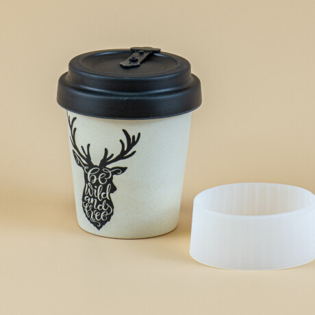 Vaso 350 ml con agarre de silicona Negro Con Reno