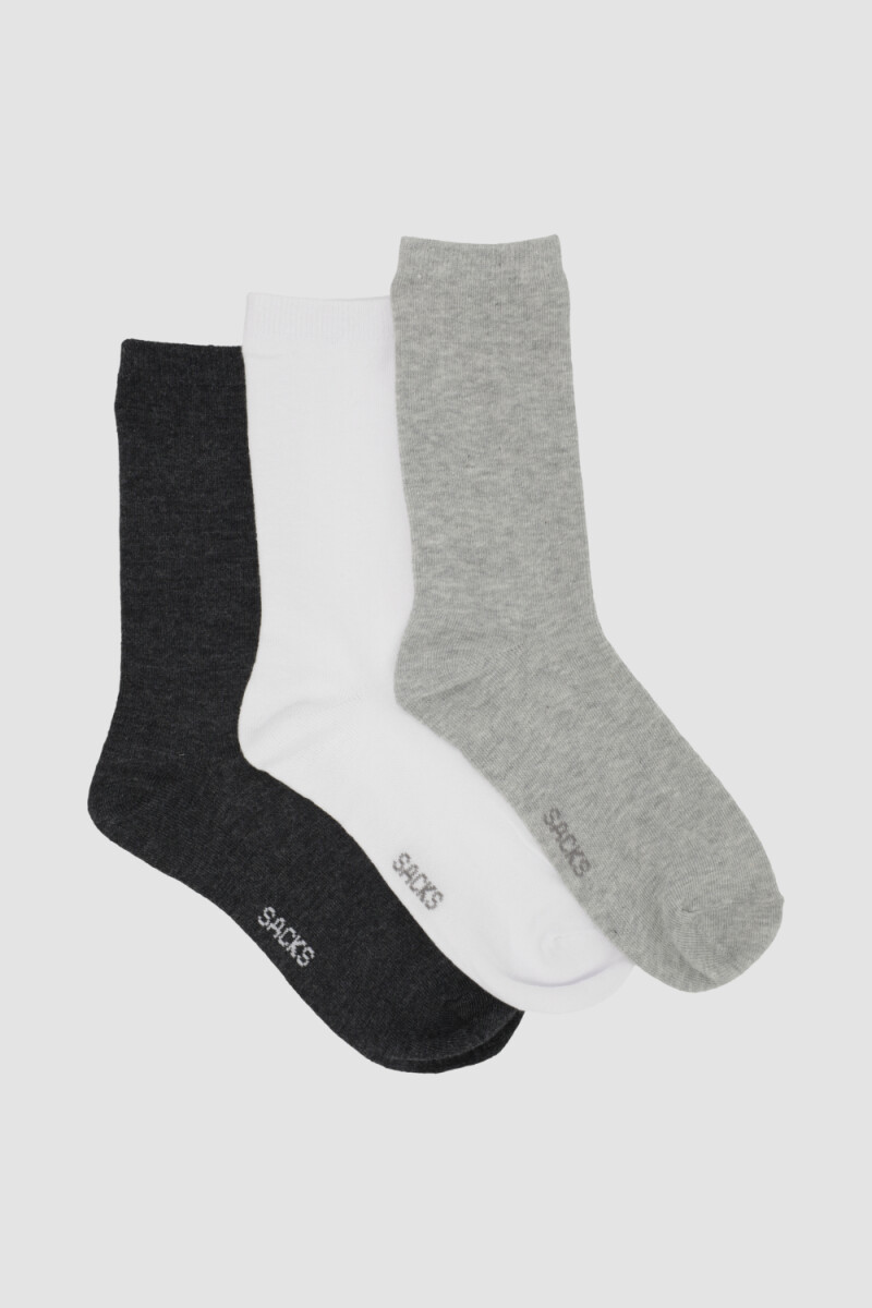 Pack de tres medias lisas. de algodón. en varios colores sur Variante 41