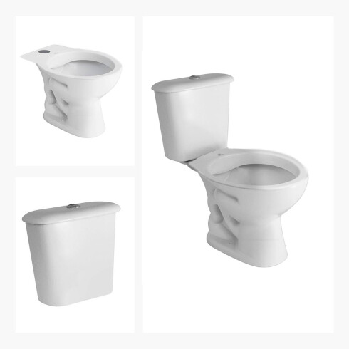 JUEGO INODORO Y MOCHILA FERRUM LINEA ANDINA descarga a 25 cms, no incluye tapa. BLANCO