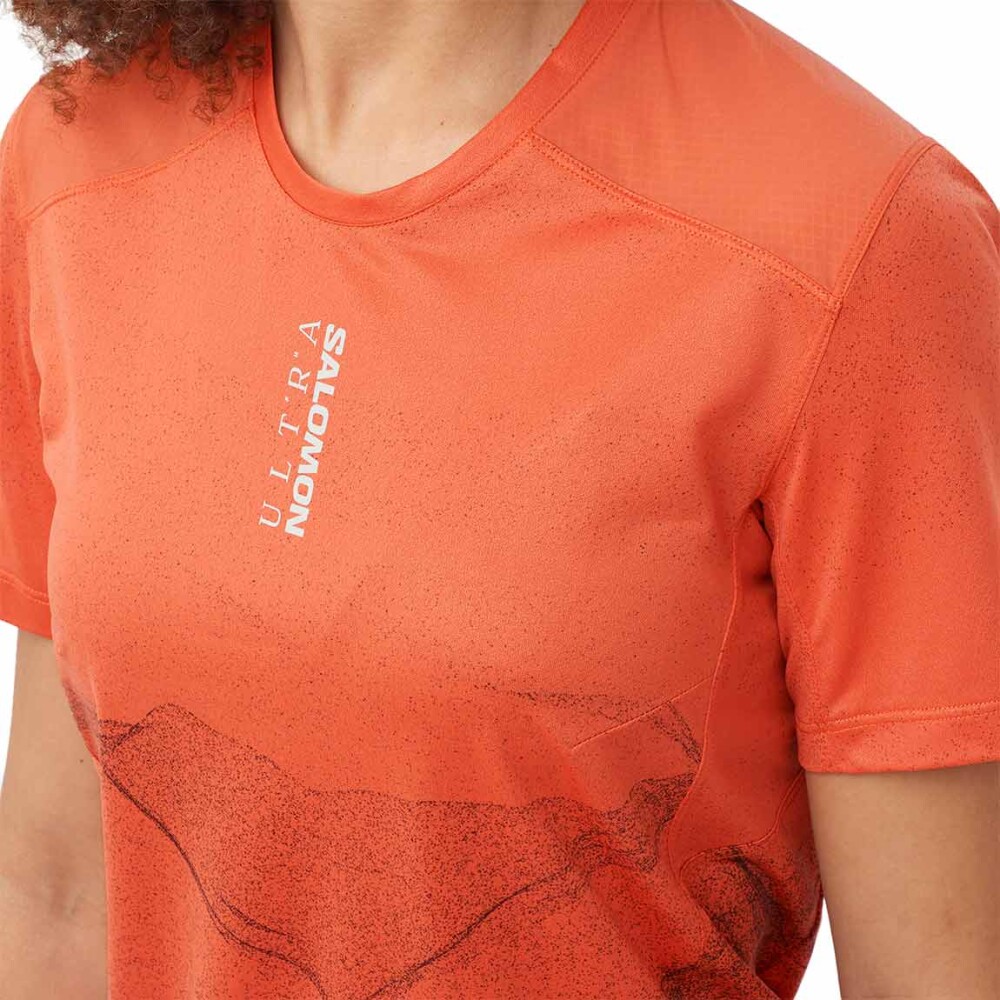 Salomon Remera manga corta S/Lab ultra tee AOP W para Mujer - Rojo Rojo