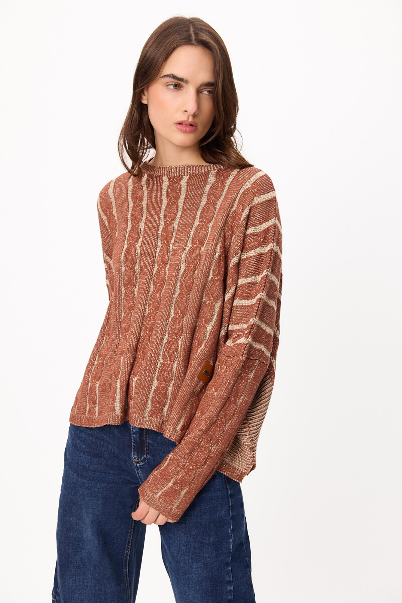 Sweater Oceano Crop Marron/Amarillo